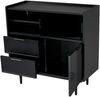 Aufbewahrungsschrank mit Glas Schiebetüren LED Beleuchtung 16 Farben Metallfüße Maserung Sideboard Wohnzimmer Flur Bild 5