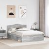 vidaXL Bettrahmen Graues Sonoma 140 x 190 cm Massives Kiefernholz 3412903 Bild 3