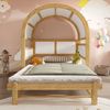 Novelux Kinderbett 140x200 Hausbett mit Ausziehbett und Ablage – Kiefer+MDF Weiß/Natur, Dachbett Kinderzimmer, Lattenrost, ohne Matratze Bild 5