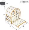 Novelux Kinderbett 140x200 Hausbett mit Ausziehbett und Ablage – Kiefer+MDF Weiß/Natur, Dachbett Kinderzimmer, Lattenrost, ohne Matratze Bild 2
