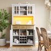 Küchenbuffet Hochschrank mit LED Beleuchtung 106x40 cm Spanplatte Stauraum Weinregal App,Weiß Bild 3
