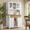 Küchenbuffet Hochschrank mit LED Beleuchtung 106x40 cm Spanplatte Stauraum Weinregal App,Weiß Bild 5