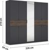 rauch Kleiderschrank, Drehtürenschrank TICAO, 9-türig, 1 Spiegeltüre, 2 Schubkästen, inkl. Türdämpferset, Grau metallic/Atlantik Oak dunkel, 226 x 210 x 54 cm Bild 4