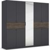 rauch Kleiderschrank, Drehtürenschrank TICAO, 9-türig, 1 Spiegeltüre, 2 Schubkästen, inkl. Türdämpferset, Grau metallic/Atlantik Oak dunkel, 226 x 210 x 54 cm Bild 3