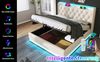 Polsterbett 140x200 cm aus PU mit LED-Beleuchtung und hydraulischem Bettkasten Bild 4