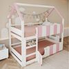 Flieks Etagenbett, Kinderbett Hausbett 90x200 cm mit Rausfallschutz und oberem Lattenrost Bild 2