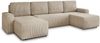 Wohnlandschaft mit Schlaffunktion Roma - U-Form Couch, Schlafsofa mit Bettkasten, Couchgranitur mit Bettfunktion, Big Sofa, Cord Stoff (Beige (Poso 100)) Bild 2