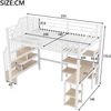 Merax 140x200cm Hochbett, Kinderbettmit Treppe, integriertem Schreibtisch, Staufächern, USB-Ladestation und LED-Licht, Weiß Bild 4