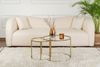Dmora Set mit 2 Couchtischen Xaden, Niedriger Wohnzimmertisch, Kaffeeregal, Couchtisch für Sofa, 60x60 h43 cm, Gold und Transparent Bild 2