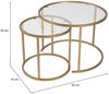 Dmora Set mit 2 Couchtischen Xaden, Niedriger Wohnzimmertisch, Kaffeeregal, Couchtisch für Sofa, 60x60 h43 cm, Gold und Transparent Bild 3