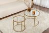 Dmora Set mit 2 Couchtischen Xaden, Niedriger Wohnzimmertisch, Kaffeeregal, Couchtisch für Sofa, 60x60 h43 cm, Gold und Transparent Bild 4