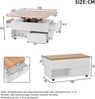Merax Couchtisch mit 4 Rollen, multifunktionaler Wohnzimmertisch mit 4 Schubladen, anhebbarer Kaffeetish, höhenverstellbar Sofatisch, Weiß + Holzfarbe Bild 4