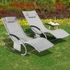 SoBuy OGS28-HGx2 Schaukelstuhl Garten 2er Set, Textilene, Lackiert, Hellgrau, 150 x 87 x 63 cm Bild 2