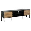 TV-Schrank 175x39,5x53 cm, Schwarz/Holzfarbe, mit 2 Schränken, offenen Fächern und verstellbaren Böden Bild 5