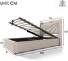 Merax Hydraulisches Polsterbett 90x200 Stauraumbett Einzelbett aus Leinen mit USB Typ C Ladefunktion & Lattenrost Beige Bild 2