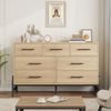 GarveeMore Kommode 7 Schubladen Hochkommode Schubkastenkommode Anrichte Kombikommode, Modernes Design Sideboard Holz-Aufbewahrungsschrank 132 x 41 x 81 cm Bild 3