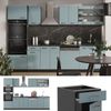 Küchenzeile R-Line Blau-Grau/Anthrazit 300 cm mit Hochschrank, AP Eiche Vicco Bild 2