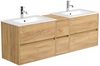 Badmöbelset Taifun 170cm 4tlg mit 2x Spiegelschrank & Seitenschrank eiche gold : Eiche Gold Bild 2