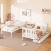 Merax Etagenbett 90x200cm Kinderbett Hochbett mit 2 Schubladen, mit Treppe, Stockbett Holzbett mit Lattenrost und Rausfallschutz, Weiß Bild 5