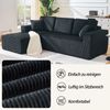 LVHOM L-Form Ecksofa mit Chaiselongue, 3-Sitzer Sofa mit 2 Kissen, Cloud Sofa aus Cordstoff, kein Aufbau erforderlich, Skandinavisches Design, Schwarz Bild 3