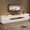 Merax Lowboard hochglanz TV-Schrank mit LED-Beleuchtung (175×38×45 cm, 1 St, Lowboard für Fernseher bis 75 Zoll, Weiß), Fernsehschrank mit 2 L-Schränken, 1 Schublade & halboffener Ablage Bild 3