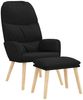 vidaXL Relaxsessel mit Hocker Schwarz Stoff 3097348 Bild 2