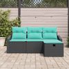 vidaXL Sofa Set mit Kissen mit Speicher 4 pcs Schwarz Poly Rattan 3359255 Bild 3