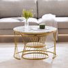 Couchtisch-Set, MDF mit Hochglanz-Marmormuster, 70x70x47 cm & 45x45x40 cm, Weiß Bild 3
