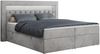 Boxspringbett - Doppelbett mit Multipocket-Matratze und LED - GOLD-6 - 160x200cm - Hellgrau Velours - H3 Bild 3