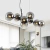 ZMH Glas Pendelleuchte Diam. 105cm E27 8 Flammen Hängelampe Wohnzimmer Schlafzimmer Esszimmer Modern Glaskugel Bernstein für Küche Hotel Bild 4