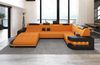 Stoff Wohnlandschaft Wave U Form - Mikrofaserstoff - apricot-schwarz - Rechts Bild 5