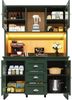 MODFU Hochschrank Küchenschrank Sideboard (mit LED-Beleuchtung, braunen Glastüren & verstellbaren Einlegeböden, 1-St, 120 x 40 x 179 cm) Bild 4