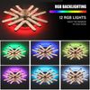 oyajia Deckenleuchte Leise Deckenventilator mit Beleuchtung 99W Deckenlampe Mit Ventilator, LED fest integriert, kaltweiß, warmweiß, neutralweiß, RGB, led Deckenleuchte Mit Ventilator, RGB dimmbar, 6-Gang, Timer, 45×11 cm Bild 3