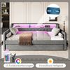 Merax Daybett, 90 x 200cm, Schlafsofa, Tagesbett mit Lattenrost (ohne Matratze), Ambientelicht mit Fernbedienung, Bett mit ausziehbarem Bett, USB-Ladebuchse, Linen, Grau Bild 5