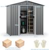 Outdoor Lagerschuppen 196 x 142 cm wetterfester Galvanisierter Metall-Geräteschuppen mit Luftschlitzen Grau Bild 2