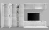 Dmora Ausgestattete Wand Carretto, 5-türiges TV-Ständer-Wohnzimmerset, Mehrzweck-Wohnzimmermöbel, 100 % Made in Italy, 340 x 30 x 180 cm, glänzendes Weiß, Bild 4