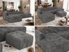 Modulares Ecksofa mit Hocker GRIDA 4M L Wohnlandschaft, Wellenfedern, gesteppte Sitzfläche, Wohnzimmer Sofa L-form - Grau Cord - Links Bild 2