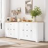 Sideboard 126 x 40 x 86 cm mit 3 Schubladen und Türen – weißes MDF mit heller Holzoptik Bild 2