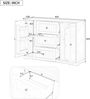 Sideboard 126 x 40 x 86 cm mit 3 Schubladen und Türen – weißes MDF mit heller Holzoptik Bild 5