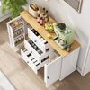 Sideboard 126 x 40 x 86 cm mit 3 Schubladen und Türen – weißes MDF mit heller Holzoptik Bild 4