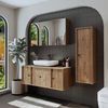 Roomart GUSTO-I-120 Badmöbel Set– 4-teiliges Badezimmermöbel Set - Waschbeckenunterschrank mit Keramikwaschbecken, Spiegelschrank & Hochschrank - H 45 x B 45 x T 120 cm • Eiche Bild 4