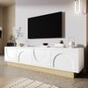 Merax 175cm TV-Ständer, Lowboard, mit Holzmaserung – Minimalistisches, geschwungenes Design – Viel Stauraum und Kabelmanagement, weiß Bild 5