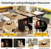 Esstisch ausziehbar mit 3 Ablagen & Glastüren, 110-140x80x76 cm, Schwarz Bild 3