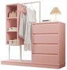 OKWISH Garderoben-Set Kleiderschrank,Sideboard, (Rosa Kleiderschrank-Set mit Schubladen & Kleiderstange – Flexibler Stauraum, stabiler Metallrahmen, 1-St, B140/W40/H135) Bild 4