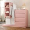 OKWISH Garderoben-Set Kleiderschrank,Sideboard, (Rosa Kleiderschrank-Set mit Schubladen & Kleiderstange – Flexibler Stauraum, stabiler Metallrahmen, 1-St, B140/W40/H135) Bild 5