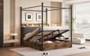Bett 140x190 cm, multifunktionales Smart‑Himmelbett mit Metalll‑Holz‑Korpus, hydraulischem Bettkasten, integrierter LED und USB/Type‑C,Schwarz Bild 3
