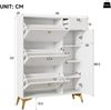 Schuhschrank mit 3 Klappen, 1 Schublade und 1 Tür, Schuhregal, Schuhkipper schmal, Schuhschrank weiß. Maße: H 121 cm / B 90 cm / T 25 cm Bild 2