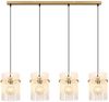 LED Hängeleuchte, 4 Flammig, Glasstäbe, gold, H 140 cm Bild 2