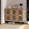 Sideboard 120x32x92 cm mit 3 Türen und 8 Ablagefächern – Aufbewahrungsschrank in Naturholz-Optik Bild 2