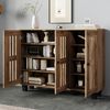Sideboard 120x32x92 cm mit 3 Türen und 8 Ablagefächern – Aufbewahrungsschrank in Naturholz-Optik Bild 5